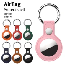 1个兼容苹果Air Tag钥匙扣的Airtag保护套，PU皮革材质，Air Tag伴侣，适用于行李箱，配有金属按扣钥匙环，可用于行李箱、钥匙、宠物等。 - 彩色 - 查看 2