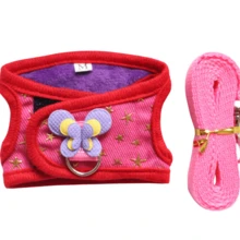 حزام صدر مخطط قابل للتعديل وقابل للتنفس من الجينز لحيوانات أليفة صغيرة مع سير، مناسب الغينية والهوامستر والأرانب، سير خارجي مريح، باللون الأحمر والبنفسجي والأزرق مع تصميم زهري، اكسسوارات للحيوانات الأليفة - متعدد الألوان - مشاهدة 16