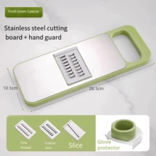5 st manuella matskärare/strimlare/grönsaksskärare, multifunktionell grönsaksskärare, rostfritt stål, utbytbara blad för köksgrönsakssallad, lök, potatisblad, köksredskapsblad. Köksskärare (grön, 3-i-1-design) - Multifärgad - Visa 10