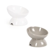 1pc Ceramic Raised Pet Bowl, Cat Dog Food Water Dish, Elevated Stand, Neck Protection, Suitable For Kittens And Adult Cats