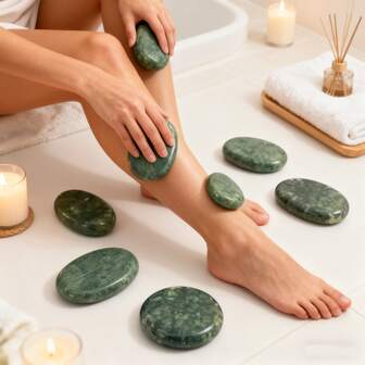 1块按摩石，可用于热疗、按摩、养生、美容院、足疗、健康中心、SPA、精油按摩、全身刮痧。