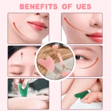 1 pieza Tablilla Gua Sha de cuarzo rosa natural y jade, con forma de corazón rosa, herramienta de masaje de SPA, relajación corporal portátil, adecuada para hombres y mujeres, regalo de belleza y cuidado de la piel, SPA, autocuidado, herramienta de cuidado de la piel, cuidado facial, suministros de esteticista, masaje, herramienta de masaje facial, rodillo facial - Multicolor - Ver 8