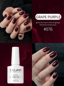 XEIJAYI 1支装 7.3ml 透明红色凝胶指甲油，冬季圣诞礼物，女士美甲热门之选 - 酒紅色 - 查看 6