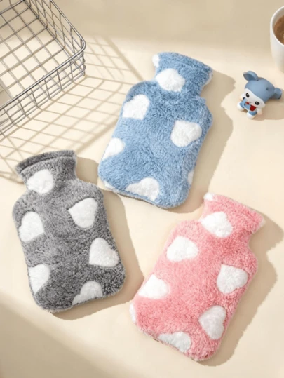 1 Calentador de manos con diseño de corazón - Tela de felpa suave, compacto y efectivo, botella de agua caliente rellena con una acogedora felpa suave para las manos, la cintura y el estómago. El calentador de manos con forma de corazón relleno de agua es extraíble y lavable, no requiere baterías y es perfecto para actividades al aire libre en clima frío, campamento, viajes, oficina y hogar.