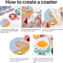 8pcs/Set DIY Diamond Painting Coasters, Elegant Drink Pattern Coasters, Beverage Coasters With Holders, Anti-Slip And Heat Insulation, Handmade Gift, Mosaic Craft