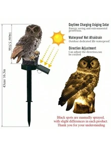 1件太阳能花园灯树脂猫头鹰灯户外装饰景观别墅花园阳台氛围灯草坪地面插电灯防水 - 彩色 - 查看 8