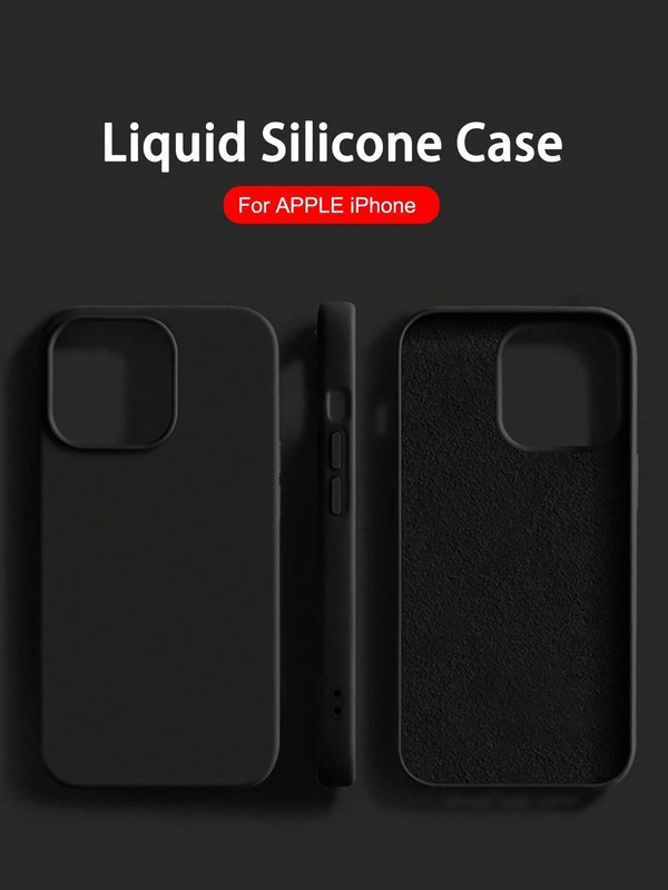 1 pieza Funda de silicona líquida de lujo a prueba de golpes compatible con Apple para iPhone 16 14 13 12 11 15 Pro Max. Cubierta para iPhone 12 13 Mini 14 15 16 Plus con protección de terciopelo y diseño de moda