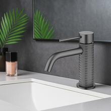 [Modern Minimalist] Matte Black Textured Basin Faucet, Elevating Your Bathroom Aesthetics - Grey - View 4