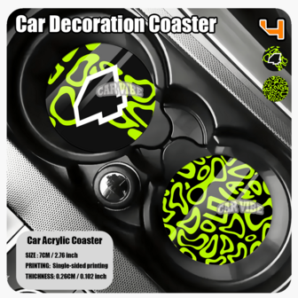 1PC / 2PCS Racing Motorsport ,F1 Lando Driver Pattern,Neon Green And Black Car Coasters, Acrylic Car Coasters, Suitable For Decorating Car Cup Slots, And Also Suitable For Giving To Fans And Friends Who Love Racing Culture