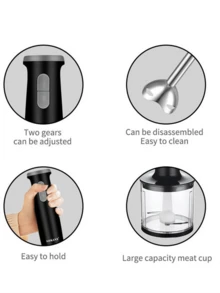 SOKANY 五合一手持搅拌器套装，包含多功能搅拌棒、打蛋器、切碎器和量杯，适用于食品加工和婴儿辅食搅拌。 - 查看 11