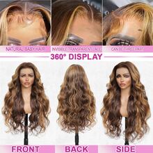 200% Density 28 Inch Honey Blonde 4/27 Color 13x4 13x6 Big Area HD Transparent Lace Front Long Hair Wigs Pre Plucked Hairline Wigs 28 Inch Body Wave Human Blended Hair Wig Women's Fashion Wig Suitable For Daily Wear Or Gatherings - S4/27 - View 3