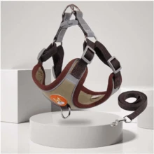 Chest Harness And Leash Set For Dogs And Cats – Comfortable, , And Adjustable For Small And Medium-Sized Pets. - 棕色 - 查看 12