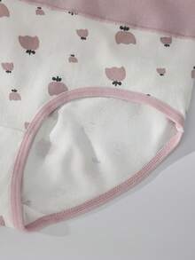 4条装女士高腰印花纯棉三角裤，弹性透气内裤 - 彩色 - 查看 10