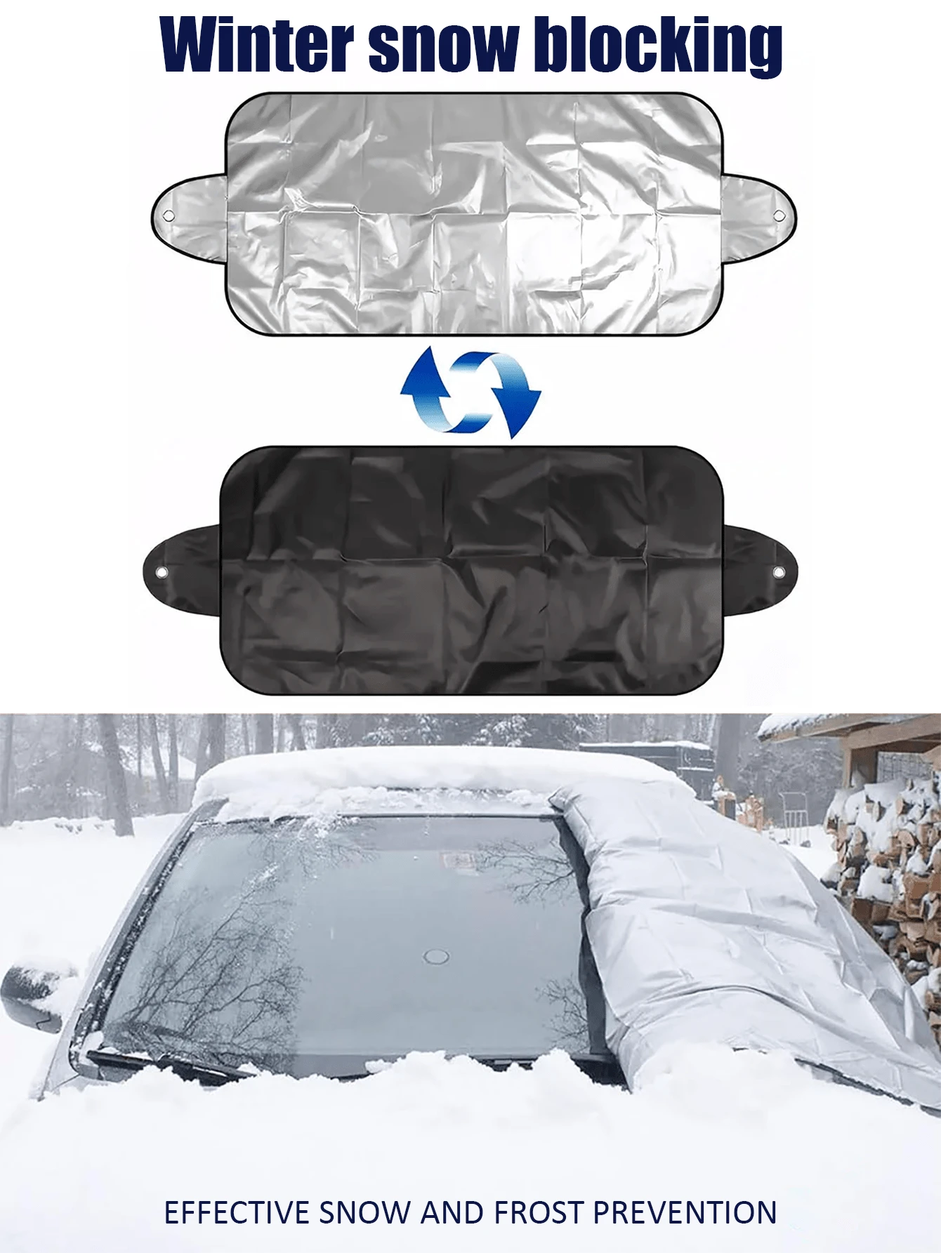 Universal Car Windshield Cover - Snow Sun Protection, Durable Polyester Fiber, All Season Waterproof, Easy Install Sunshade & Snow Blocker, Must-Have Car Accessory