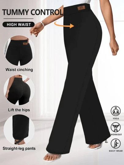 女士弹力宽腿高尔夫裤，套穿式腰带，收腹运动紧身裤，吸湿排汗，防晒紧身裤