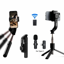 360° Rotatable Gimbal Stabilizer, Bluetooth Selfie Stick Tripod For Smartphone Live Streaming, Vertical Shooting Stand, Optional Microphone - Black - View 12