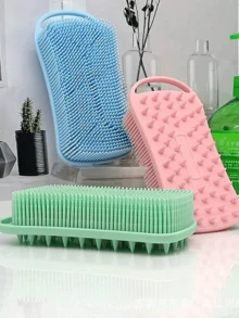 1 Stück Silikon Körperpeeling Bürste, 2 in 1 Silikon Körpershampoo Bürste, doppelseitige Duschbürste, weiche Silikon Luffa für empfindliche Haut, Silikon Haar Kopfhaut Massagegerät für die Dusche, tragbar, leicht zu reinigen, gute Schaumbildung - Verschiedenfarbig - Übersicht 6