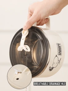 Snoopy Instant Noodle Bowl & Insulated Tote Bag Set, 304 Stainless Steel Inner Lining, 1000mL/1300mL High-Capacity For Generous Portions, Double-Layer Hollow Insulation Against Burns, Breathable Drainage Hole & Secure Lid, Off-White Fabric Tote With Multi-Layer Waterproof Material, Spacious Interior Fits Most Food, Perfect For Kitchen, Office Or Travel, Easy To Clean With Wipe, Ideal For Peanuts Fans & Cartoon Lovers, Lovely Gift For White-Collar - Snoopy Instant Noodle Bowl + Insulated Bag - View 6