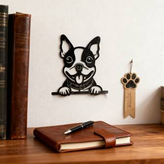 1pc Boston Terrier Dog Metal Wall Art, Dog Wall Decor Animal Wall Art, Office Wall Hanging Outdoor Decor, Farmhouse Wall Gifts