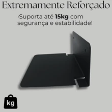 8 Suportes Para Livros Flutuante Organização Prateleira Suspensa Design Invisível Moderno Aço - Preto - Visão 4