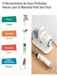 Kit de aseo y aspiradora profesional de 13 piezas: elimina el 99 % del pelo de tu mascota con 5 herramientas de aseo para perros, gatos y otros animales. - Multicolor - Ver 12