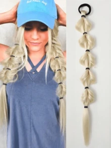 20 Inch Ponytail Wig Female Bubble Braid Natural Dye Twist Braid Tie-Up Dreadlocks Ponytail Lantern Braid - Multicolor - View 11