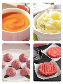 SOKANY 五合一手持搅拌器套装，包含多功能搅拌棒、打蛋器、切碎器和量杯，适用于食品加工和婴儿辅食搅拌。 - 查看 5