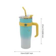 Taza de Gran Capacidad, Taza Térmica para Auto de 1140Ml, Taza de Oficina Simple con Combinación de Colores Degradados, Taza de Hielo de Acero Inoxidable, Termo de Estilo Deportivo, Mantiene el Calor o el Hielo (Pegatinas 3D DIY Aleatorias 0-4pcs) - Verde - Ver 6