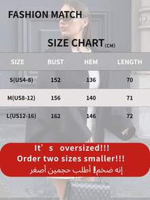 conciso Abrigo holgado de mujer con cuello vuelto, manga de murciélago, de un solo abotonado, bolsillo y de tela similar a la lana - Caqui - Ver 4