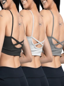 Moderna & Slim KIT 03 Fitness Strappy Top With Suplex Power Back Crossover - Back Xis Fitness Top - 1 黑色 1 白色 1 灰色 - 查看 1