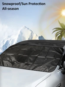 Universal Car Windshield Cover - Snow Sun Protection, Durable Polyester Fiber, All Season Waterproof, Easy Install Sunshade & Snow Blocker, Must-Have Car Accessory