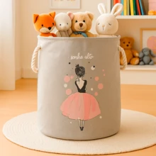 Laundry Basket For Girls, Foldable Children's Toys, Laundry - Grey - View 1