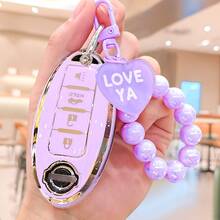 Funda para llavero con 4 botones y llavero con cuentas, soporte para llaves de TPU suave, funda protectora para llavero compatible con Nissan Altima Sentra Maxima Rogue Armada Pathfinder Infiniti Smart Remote - Unitalla - Ver 12