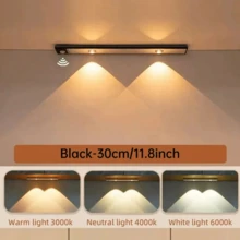 1pc Smart Led Body Sensing Light Ultra-Thin Cat Eye Hill Light Strip Motion Sensor Backlight Ultra-Thin USB Charging Cabinet Light 3 Lighting Modes Continuous Dimming Cabinet Bottom Light For Wardrobe Wine Cabinet Cabinet Stairs Can Be Attached Anywhere 1 Smart Led Body Sensing Light