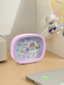 Buzz  Square Alarm Clock, Official  Merch, Silent Non-Ticking, Soft Night Glow, Battery Operated, Ideal for Everyone, Bedroom Decor & Birthday Gift, Travel-Friendly Desk Clock, Fun Spaces Time, Ferials Button - 巴斯光年 - 查看 5