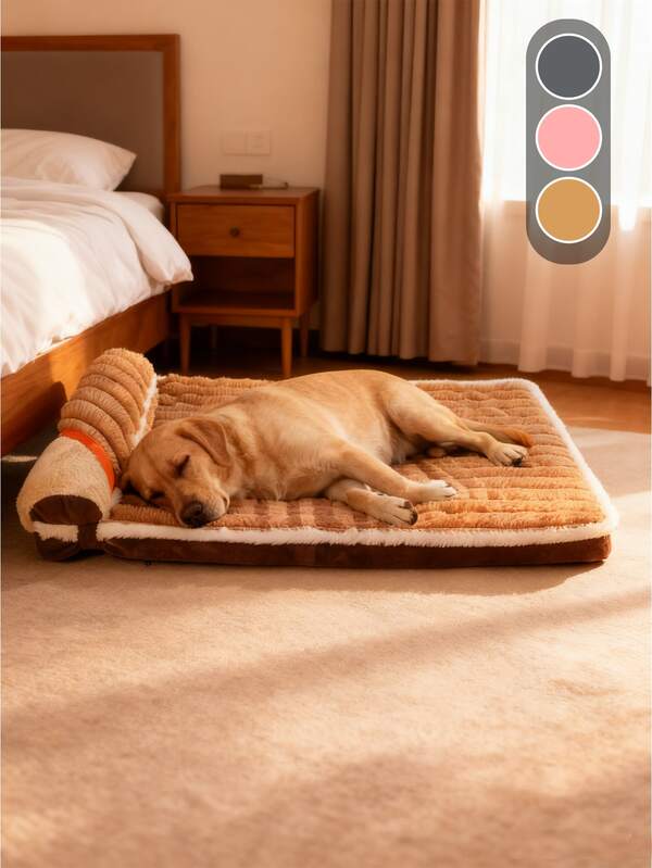 LANGXINGCS 1pc LANGXINGCS Pet Bed With Pillow, Warm Square Dog Bed For Winter, Soft Plush Cat Sleeping Mat For Small/Medium/Large Cats And Dogs