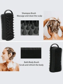1 Stück Silikon Körperpeeling Bürste, 2 in 1 Silikon Körpershampoo Bürste, doppelseitige Duschbürste, weiche Silikon Luffa für empfindliche Haut, Silikon Haar Kopfhaut Massagegerät für die Dusche, tragbar, leicht zu reinigen, gute Schaumbildung - Verschiedenfarbig - Übersicht 5