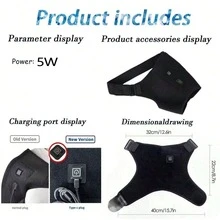 New USB Electric Shoulder Support Pad With 3-Level Heating Massage, Shoulder Protection Massager, Gift For Health And Warmth