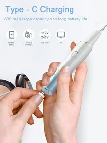 1个可充电式牙菌斑去除器，用于去除牙齿上的污渍、牙垢、牙菌斑和牙结石，牙科工具，可调节模式，2个替换清洁头 - 彩色 - 查看 5