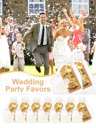 3/15件套仿珍珠粉白樱花钥匙扣套装，婚礼宾客回礼套装，包括樱花钥匙扣、欧根纱束口袋和感谢卡 | 适用于新娘送礼会、周年纪念派对、订婚仪式、婴儿派对、婚礼座位装饰、伴娘回礼套装和单身派对礼品套装。