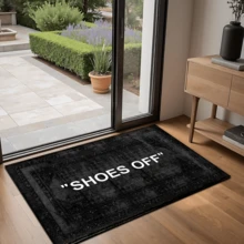 1pc "Please Take Off Shoes" Text & Pattern Printed Rug, Faux Wool Mat - Highly Absorbent, Easy To Clean, Suitable For Home Decor, Farmhouse, Entryway, Indoor, Room, Kitchen, Dining Room, Small Office/Home Office, Sink, Laundry Room, Doormat, Kitchen Mat, Non-Slip Mat - Multicolor - View 12