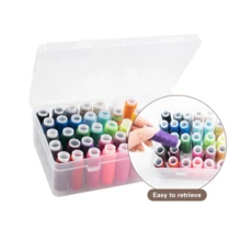 This Sewing Thread Box With 42 Compartments Holds 58 Different Types Of Thread. It Is A Portable And Transparent Storage Box, Ideal For Embroidery And Patchwork, With Dimensions Of 23.5 X 13.5 X 6.4 Cm. - 透明 - 查看 1