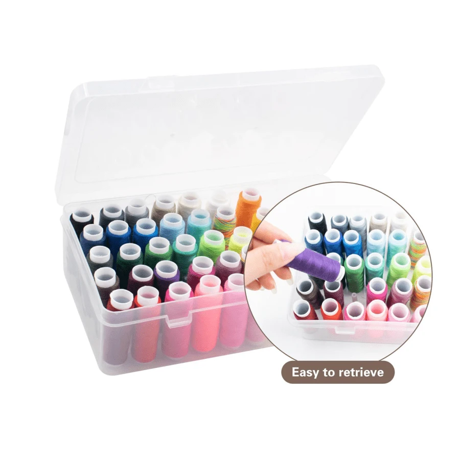 This Sewing Thread Box With 42 Compartments Holds 58 Different Types Of Thread. It Is A Portable And Transparent Storage Box, Ideal For Embroidery And Patchwork, With Dimensions Of 23.5 X 13.5 X 6.4 Cm. - 透明 - 查看 1