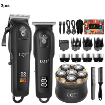  LQT 1/2/3 Herr Professionellt Frisör- och Rakapparatset, Herrhårverktyg, Uppladdningsbara Sladdlösa Klippmaskiner Hårklippning, Carvingsax och Sexbladsrakapparatset, Trådlös Bärbar, Precis Trimning, Herrverktyg, Julklappar eller Vardagspresenter