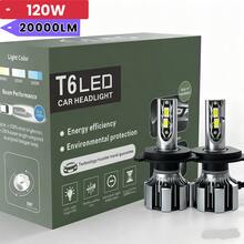 A Pair 120W Car LED Headlight Bulbs Super Bright 6000K White, H1 H4 H7 H11 9005 9006 Conversion Kit, Canbus Ready For Halogen Replacement