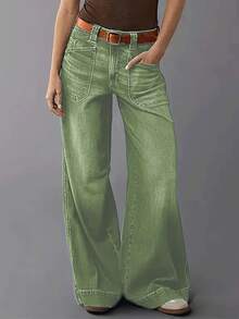 Jeans da donna nuovi e alla moda, dritti e larghi, con tessuto di jeans versatile e elasticizzato