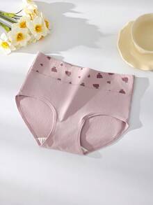 4条装女士高腰印花纯棉三角裤，弹性透气内裤 - 彩色 - 查看 8