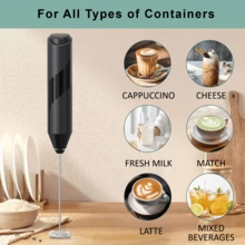 Juego de espumador de leche eléctrico + estante de almacenamiento, operación con un solo toque, produce fácilmente espuma de leche rica y cremosa. Batidor de acero inoxidable 304, apto para café, leche, jugo y matcha. - Negro - Ver 5
