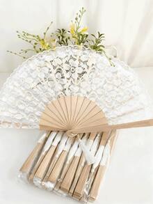 1pc Lace Fan, Foldable Spanish Wooden Lace Fan, Bridal Hand Fan, Souvenir, Photography Prop, Suitable For Various Festivals And Parties - Multicolor - View 8