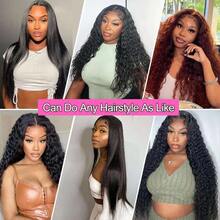 26 Inch Wear And Go Glueless Wigs Human Hair Pre Cut 250% Density Water Wave 5x5 HD Lace Closure Wigs Human Hair With Baby Hair Pre Plucked Natural Hairline Wet And Wavy Wig For Women Parties Travel Birthday Celebrations Cosplay Graduations Weddings Back To School Daily Life - Natural Black - 查看 4